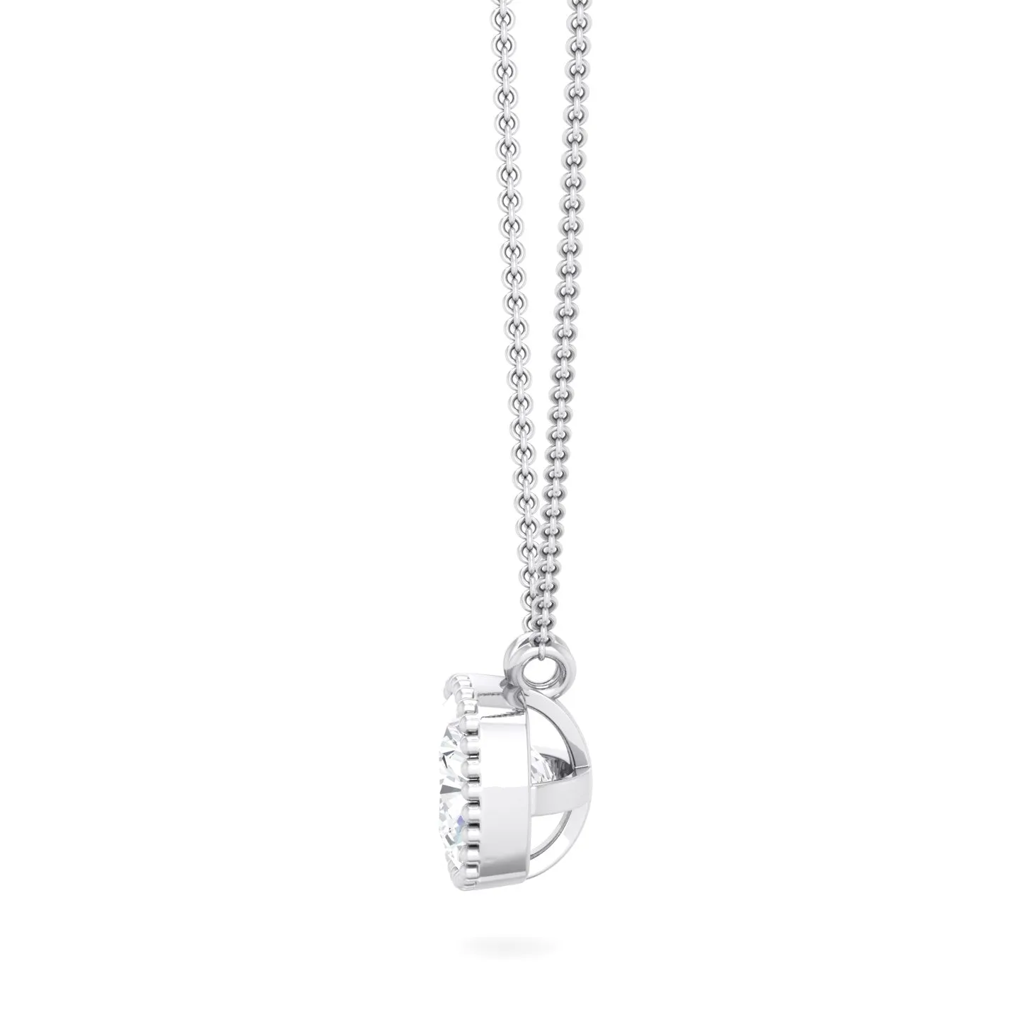 Milgrain Bezel Cushion Lab Grown Diamond Pendant