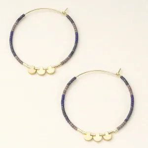 Miyuki Large Hoop Silver Blue Earring