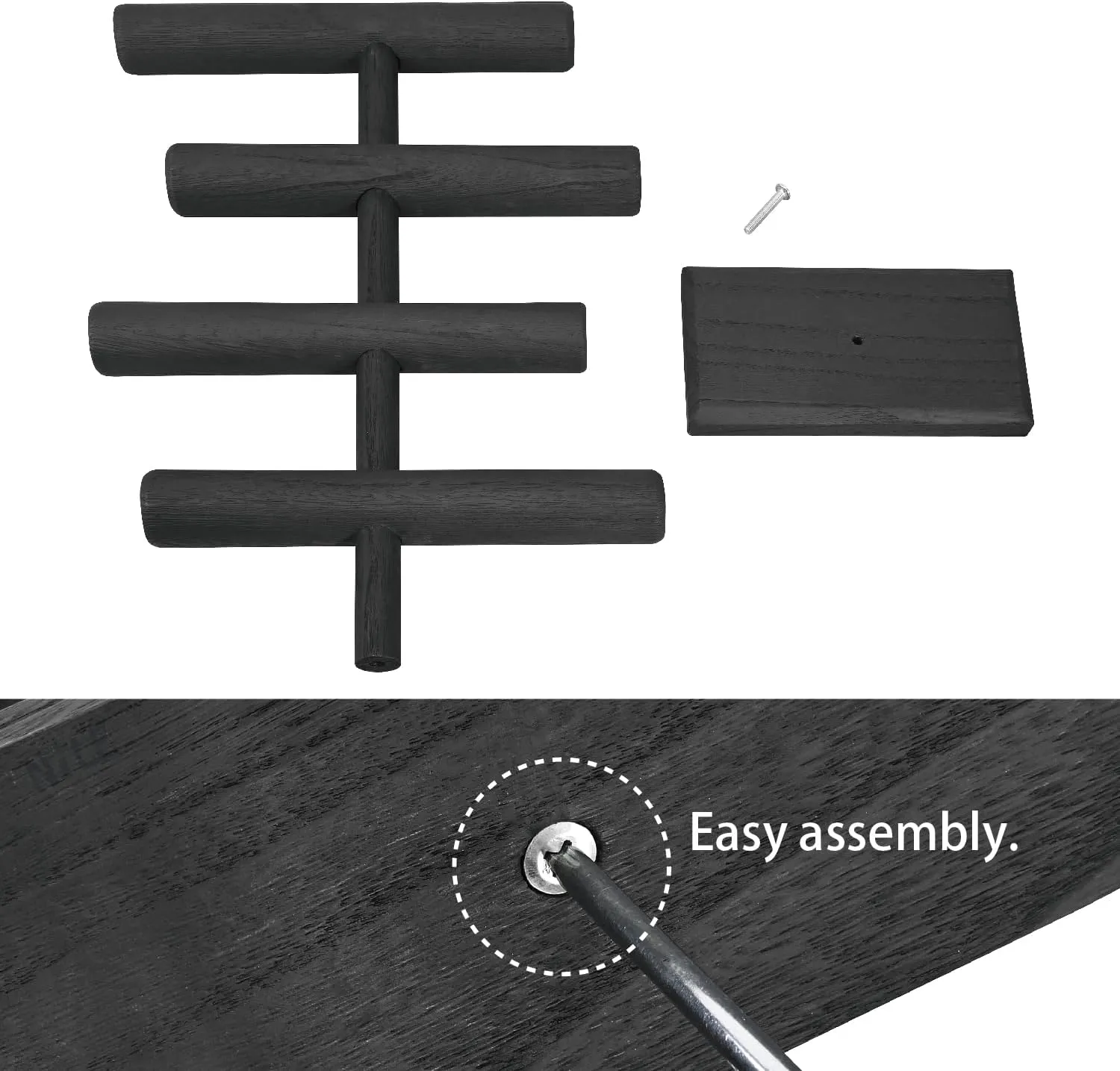 MOOCA 4-Tier Wooden Jewelry Display, Jewelry Stand, Bracelets, Necklaces, Watches, Bangles Holder Stand, Accessory Display Storage Organizer, Black Color