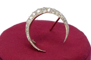 Moon Beams - Victorian Diamond Crescent Brooch