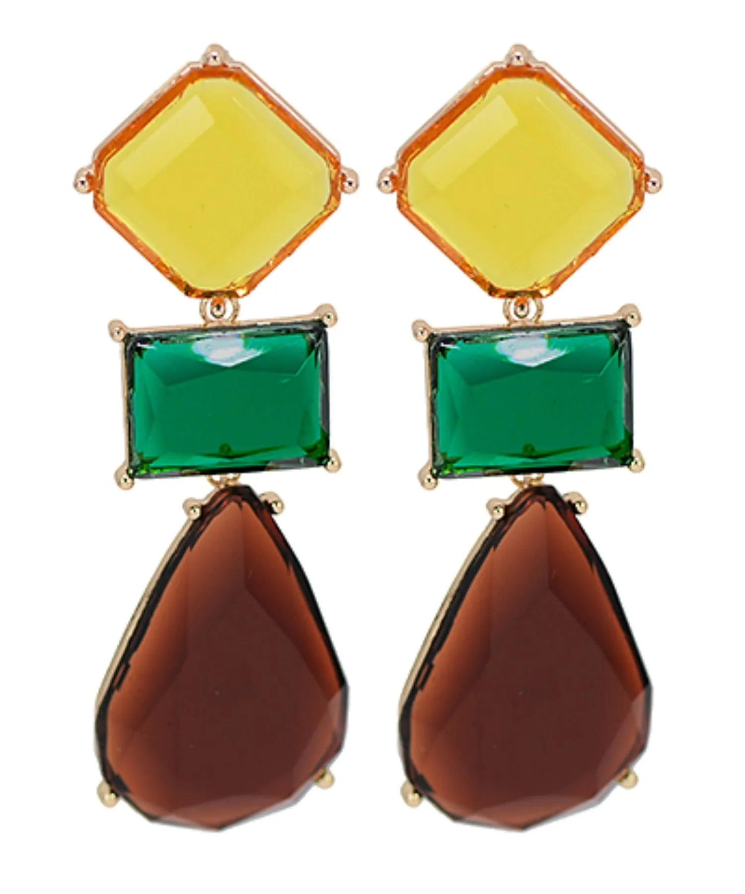 Multi Geo Resin 3 Drop Earrings