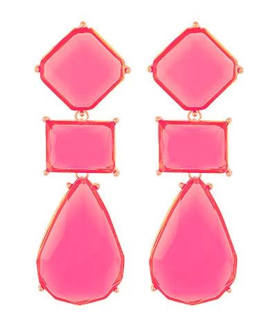 Multi Geo Resin 3 Drop Earrings
