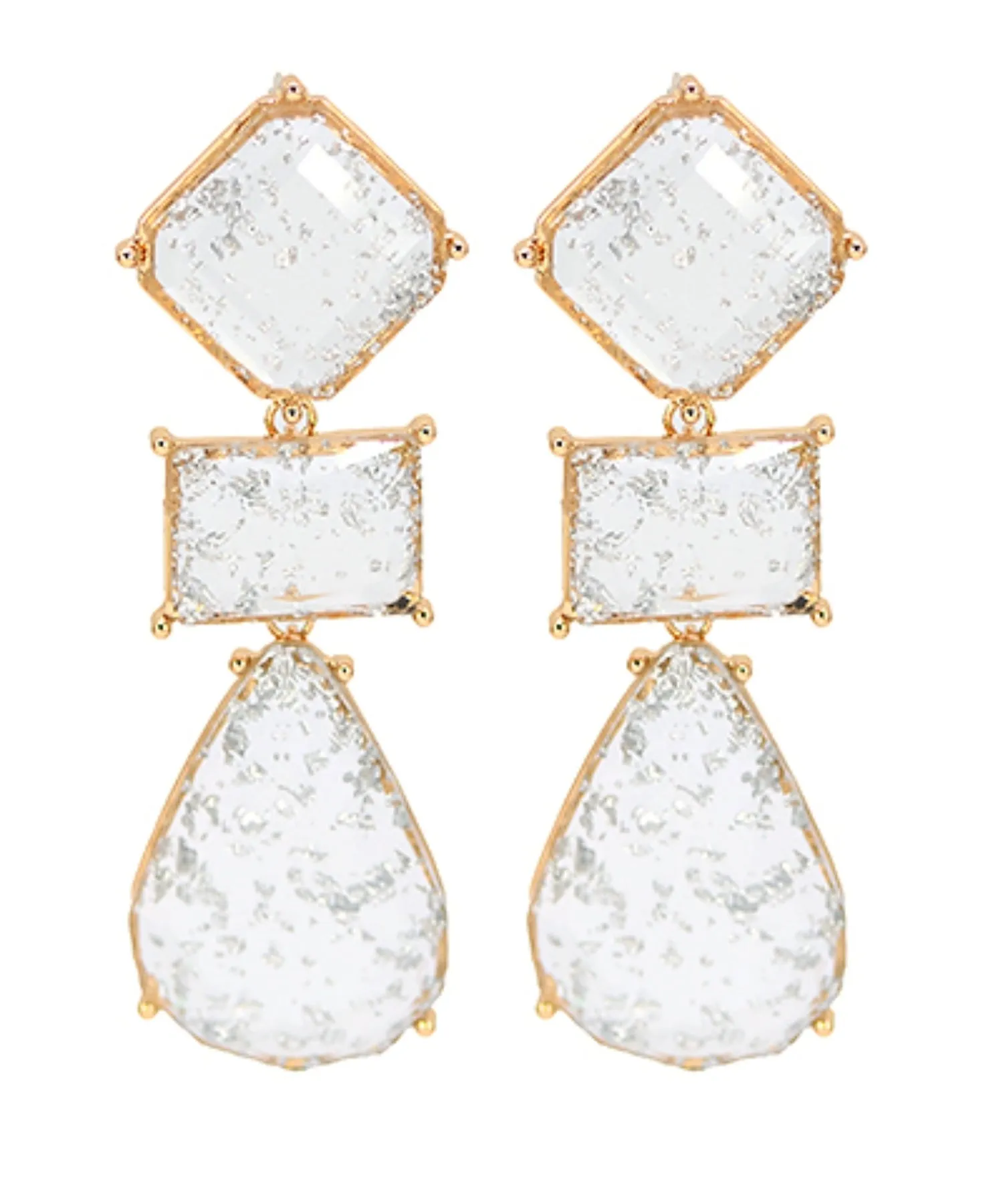 Multi Geo Resin 3 Drop Earrings