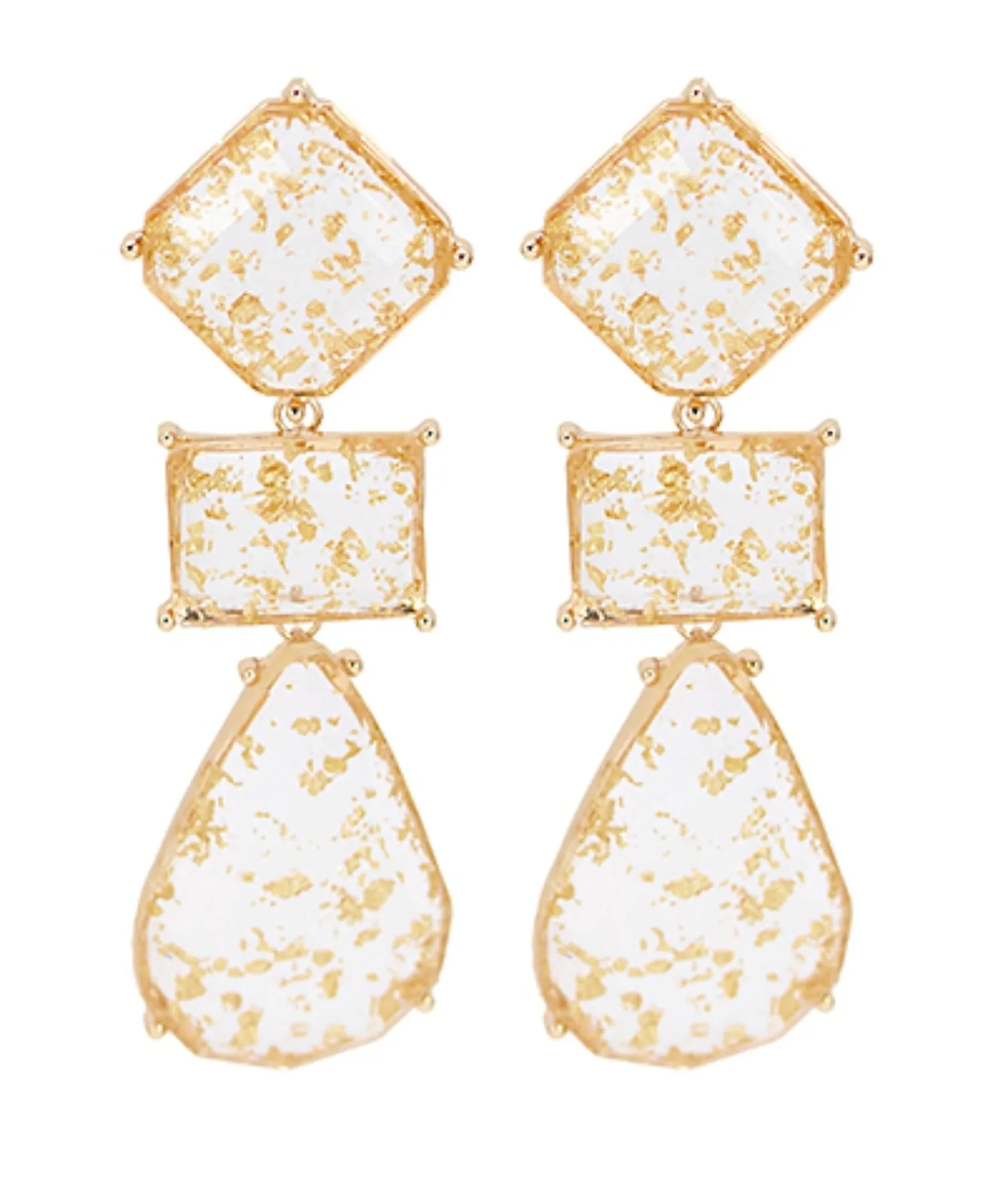 Multi Geo Resin 3 Drop Earrings