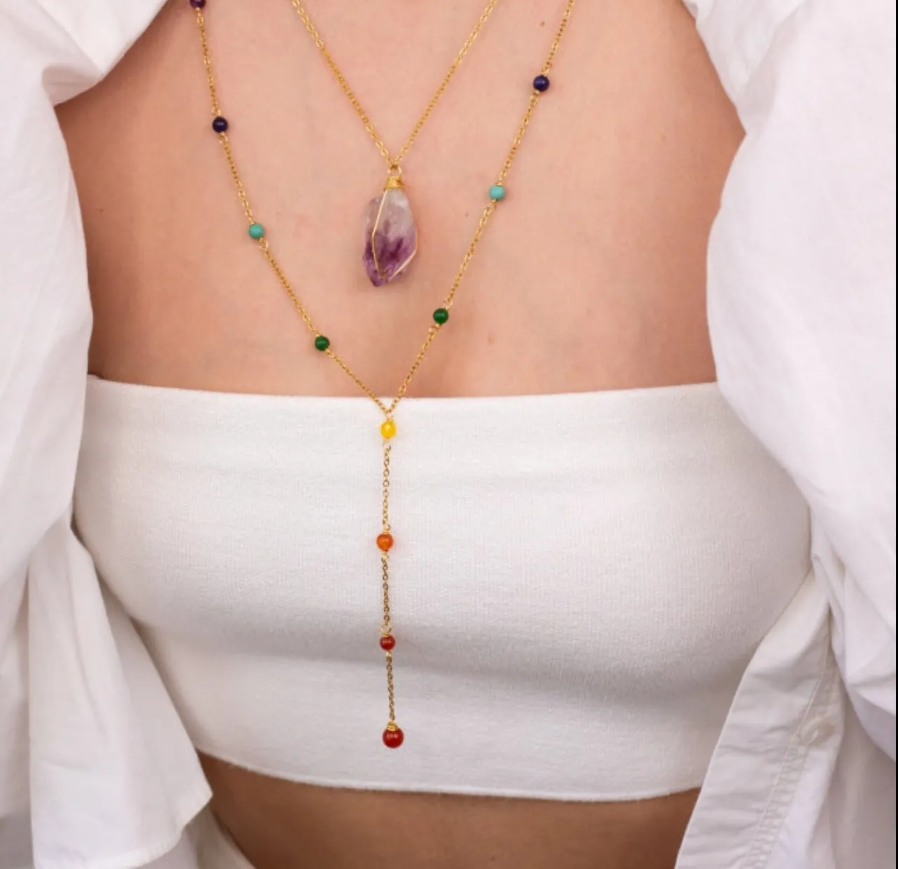 Necklace Cage Natural Stones