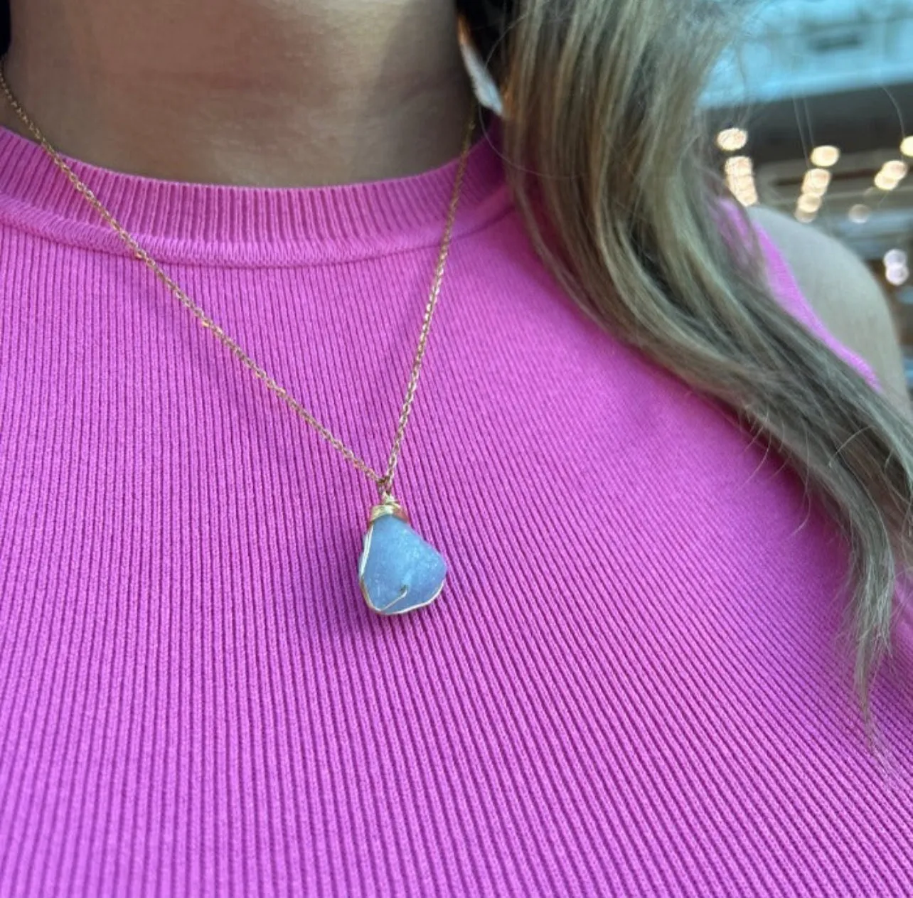 Necklace Cage Natural Stones