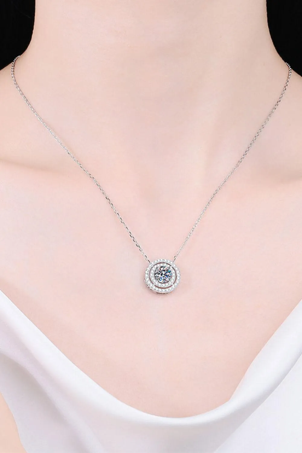 Nice-Looking Round Moissanite Necklace Womens
