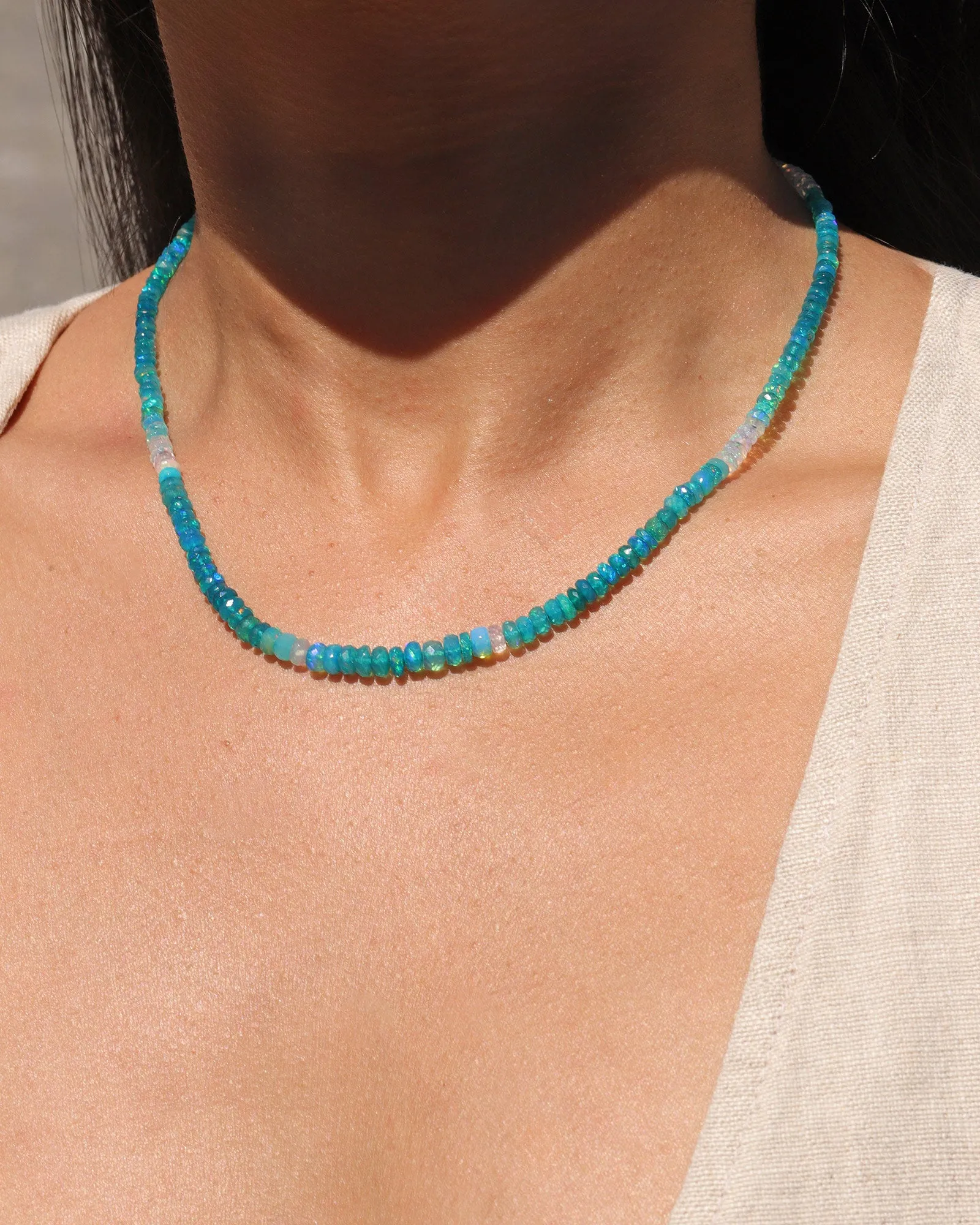 Opal Mix Graduated Stone Necklace | 3-5mm