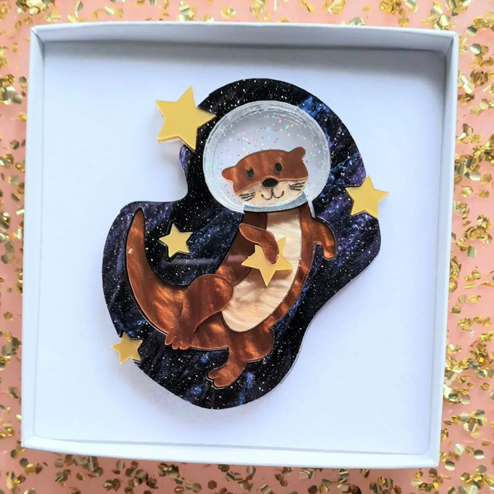 Otter Space Brooch by Cherryloco