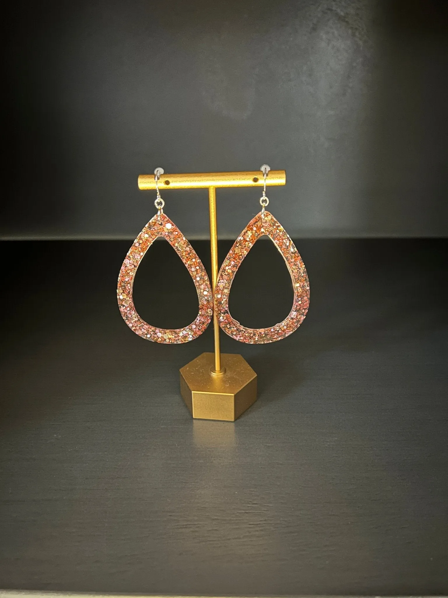 Oversize Glitter Teardrop Earrings