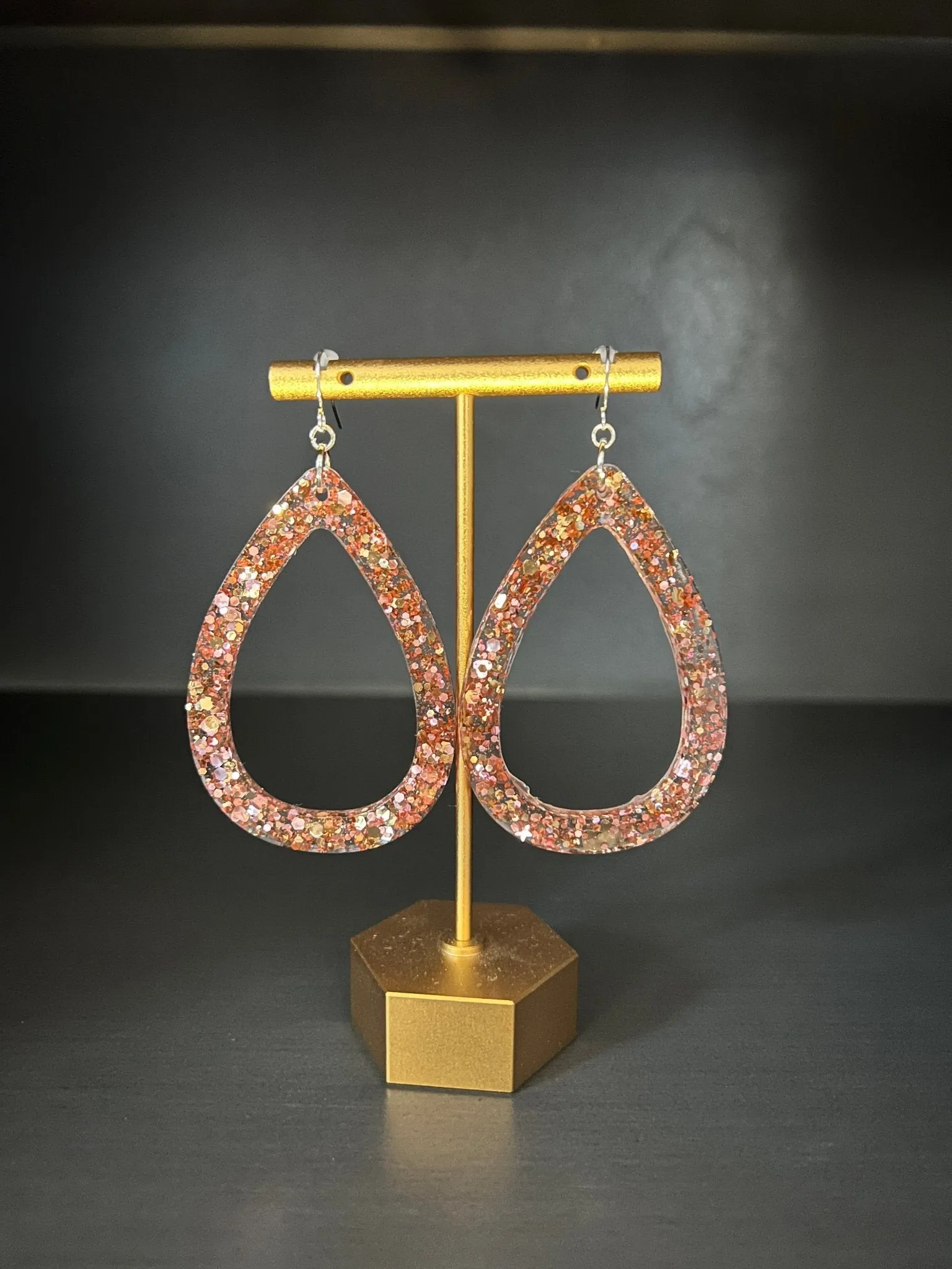 Oversize Glitter Teardrop Earrings