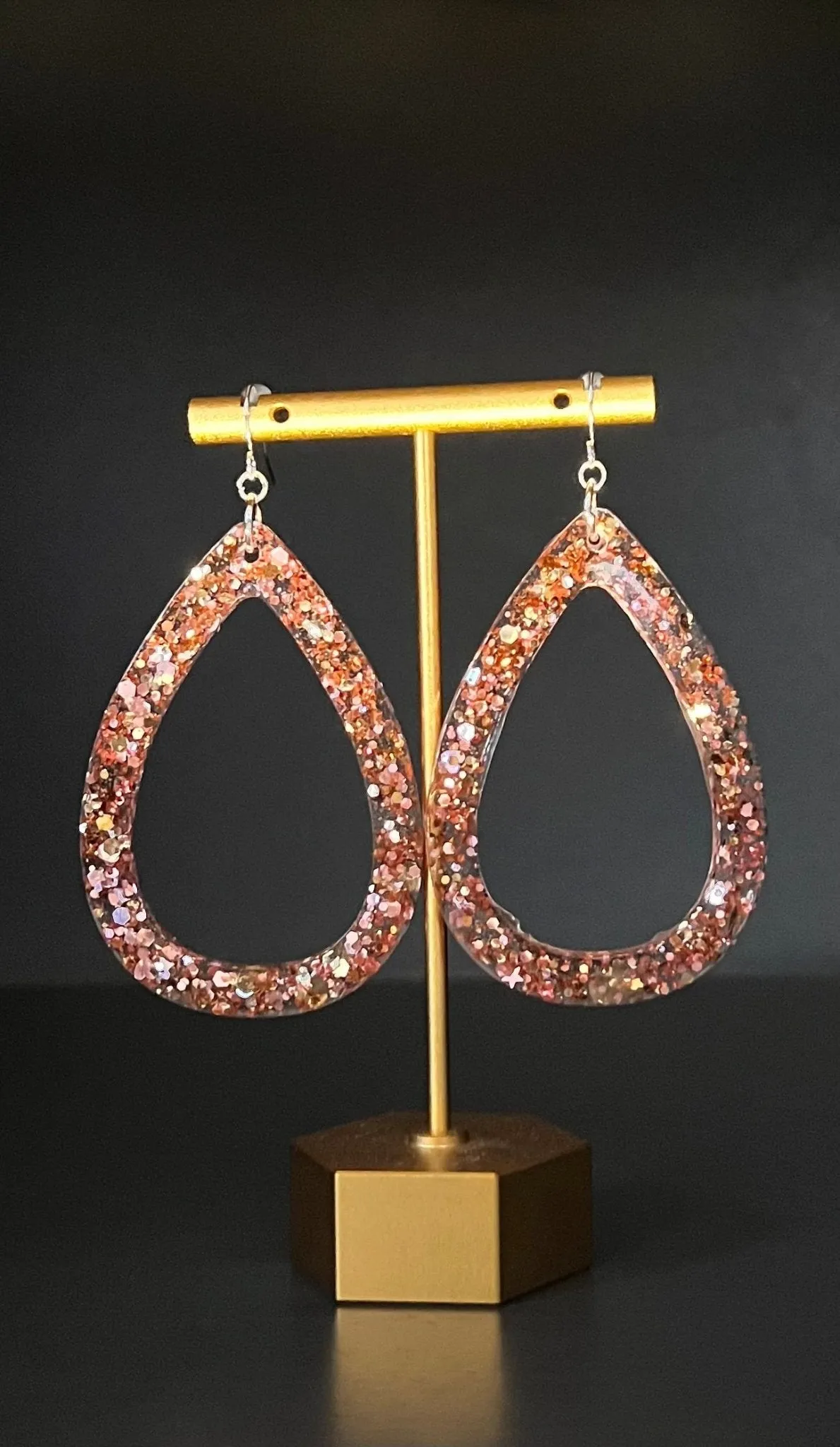 Oversize Glitter Teardrop Earrings