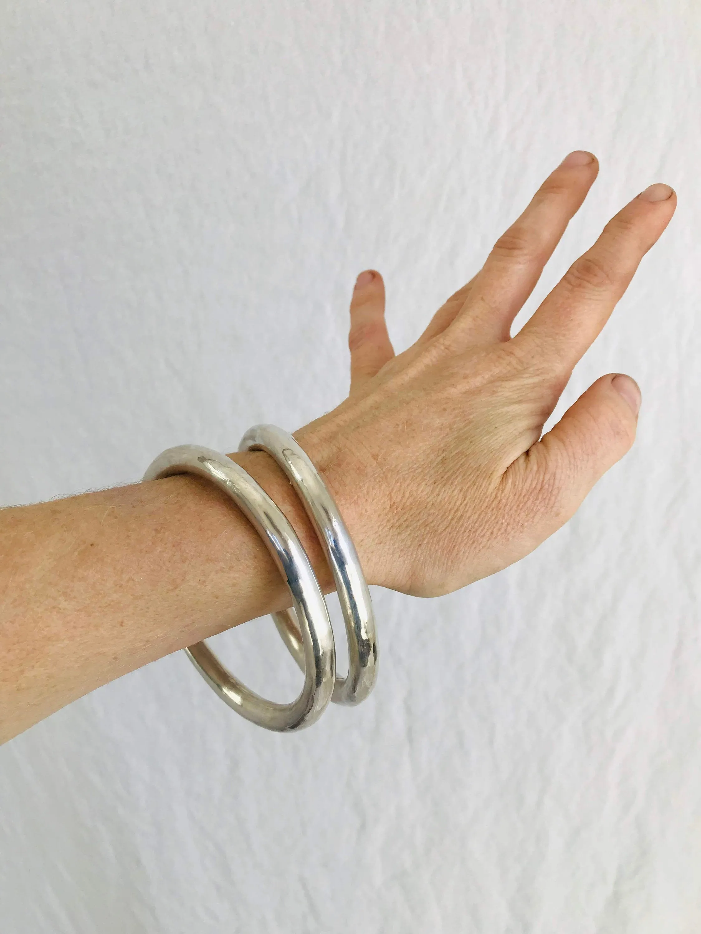 PAIR Fine Silver Bangle from the Karen Hill Tribe of Thailand