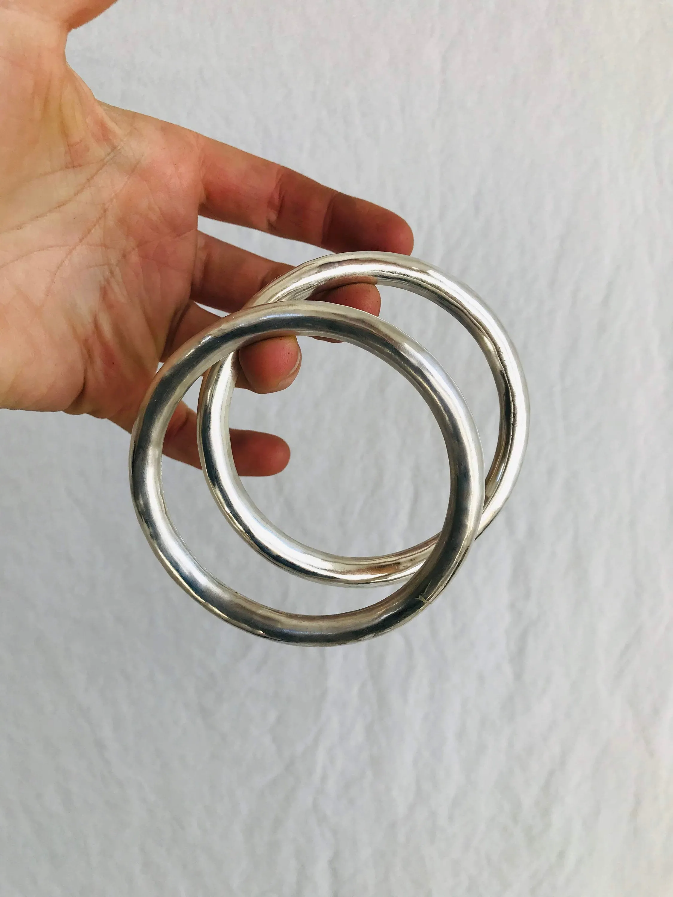 PAIR Fine Silver Bangle from the Karen Hill Tribe of Thailand