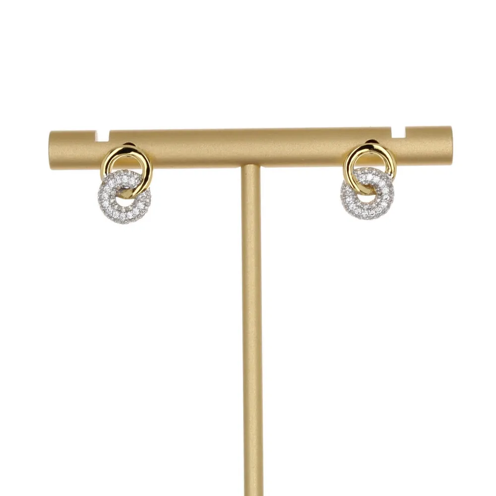 PAVE & PLAIN RINGS STUD EARRING