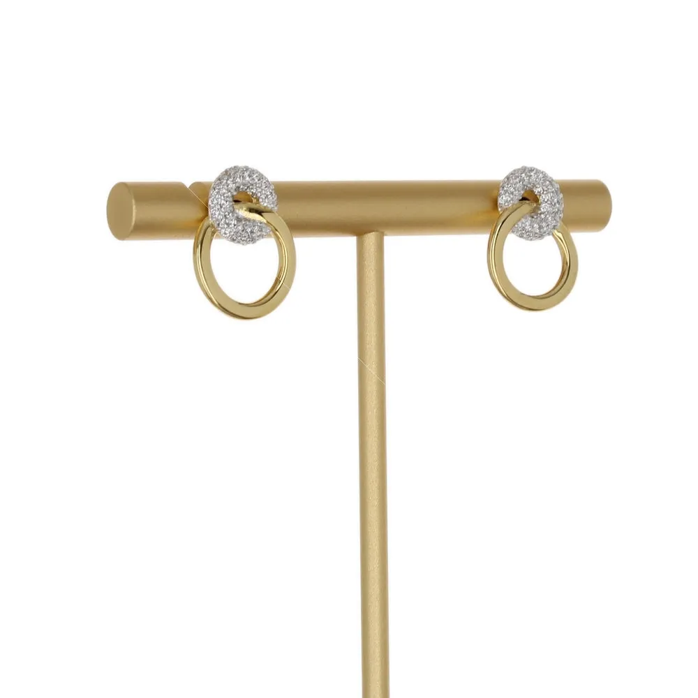 PAVE & PLAIN RINGS STUD EARRING