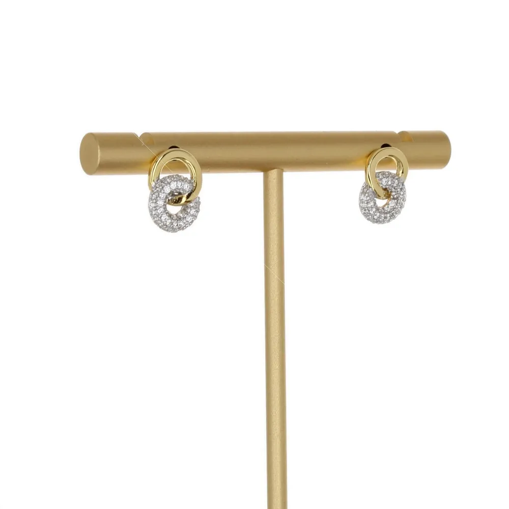 PAVE & PLAIN RINGS STUD EARRING