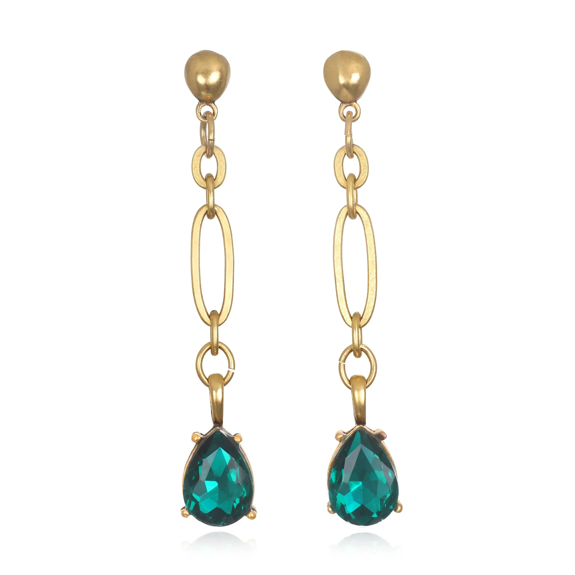 Pear-Cut Gem Drop Earrings