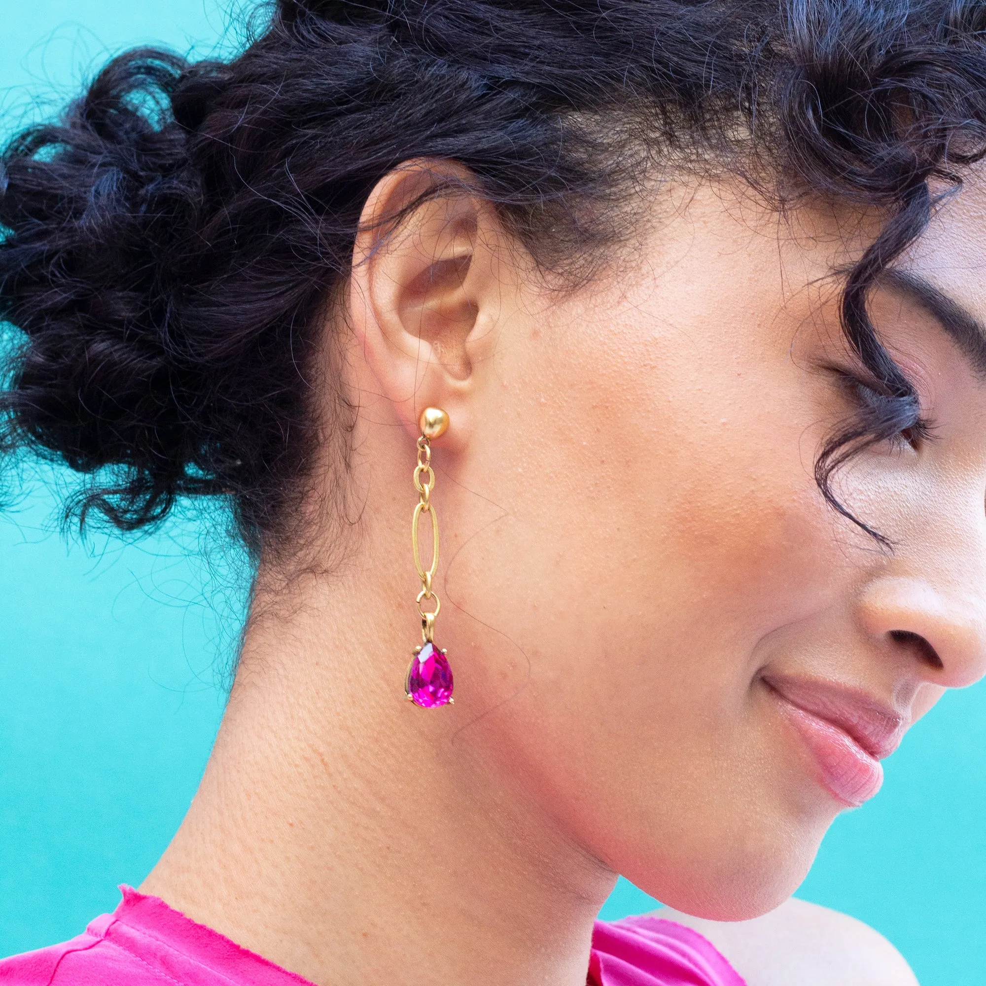 Pear-Cut Gem Drop Earrings