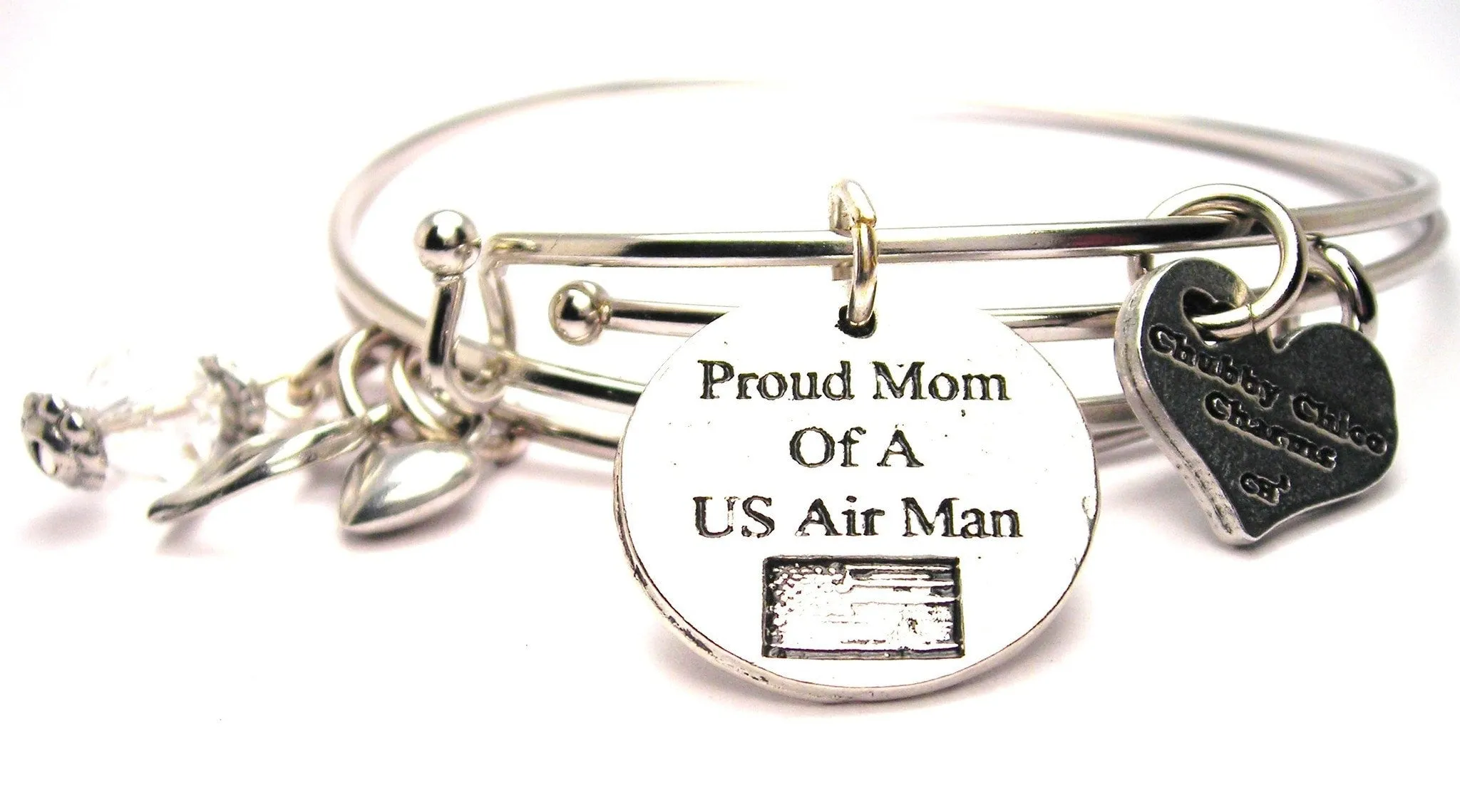 Proud Mom Of A Us Airman Expandable Bangle Bracelet Set