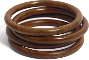 Pure Hands Handmade Wooden Bangle Set | Chunky Chatter Collection | Saffron Teak & Sissoo Wood Bangles | Natural Grain | Wax Polished | Boho Jewelry for Women