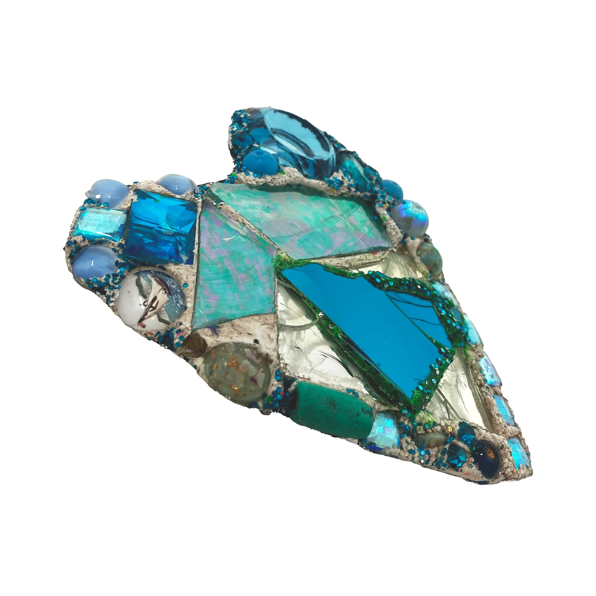 "LOVE" PAINTED BLUE HEART BROOCH, 2012