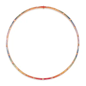 R.08® Une Rainbow Sapphire Necklace | Rose Gold