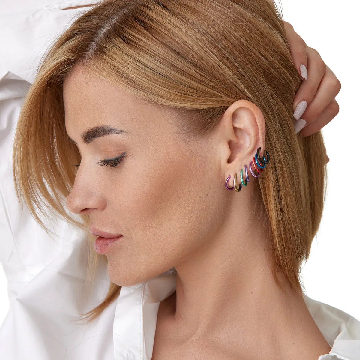 Rainbow Small Clip-On Earrings