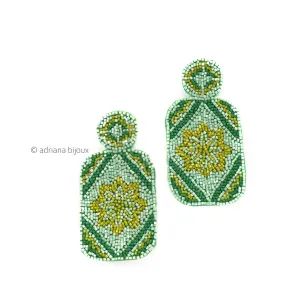 Rectangular Colorful Beaded Earrings