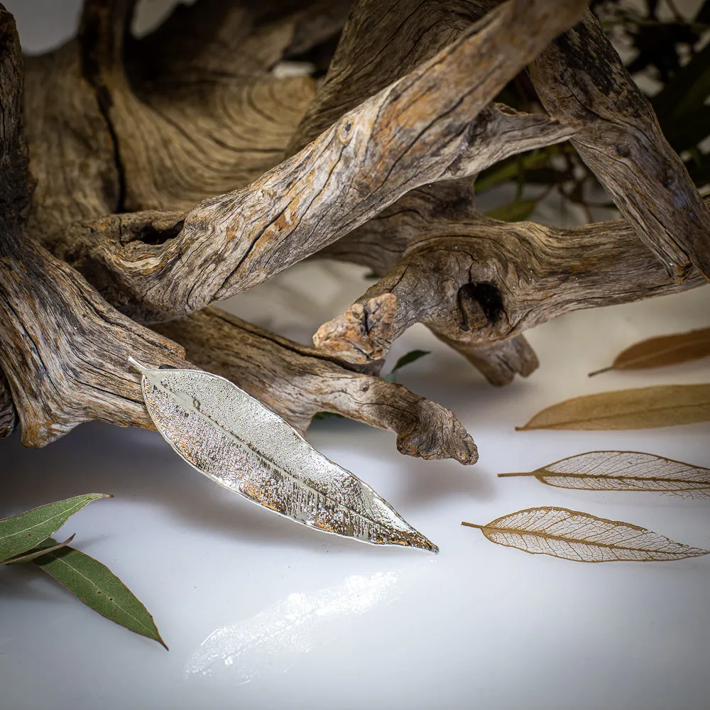 Red Gum Eucalyptus Leaf Silver Brooch