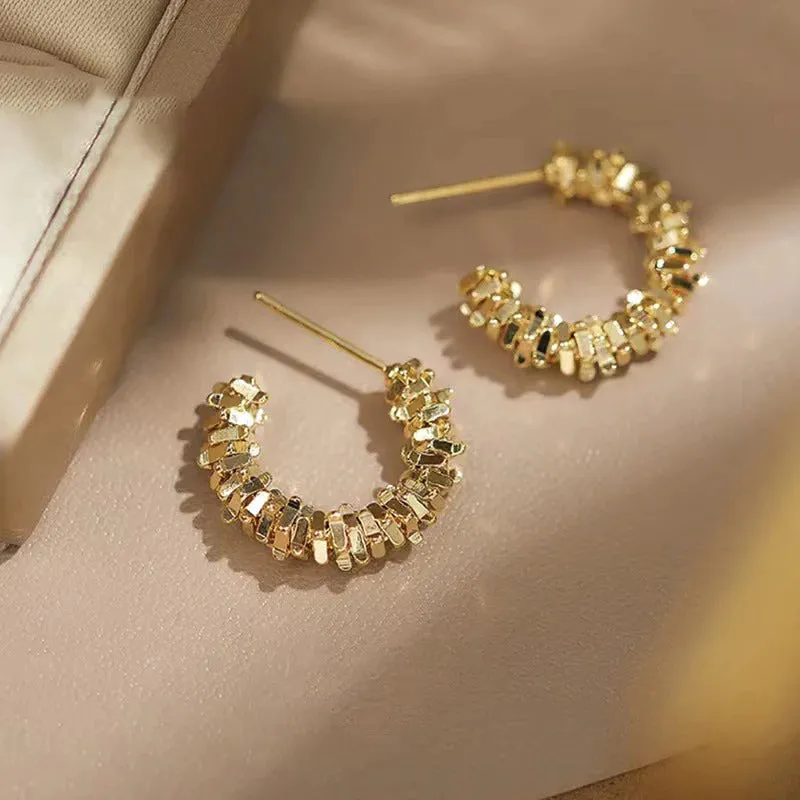 Retro Small and Unique C-Shaped Jewelry Hoop Earrings