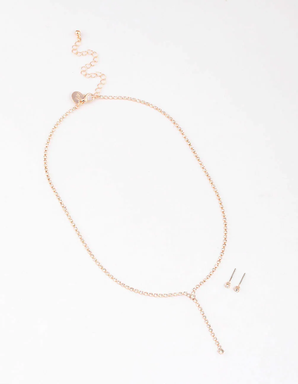 Rose Gold Y-Shaped Cupchain Necklace & Earring Set