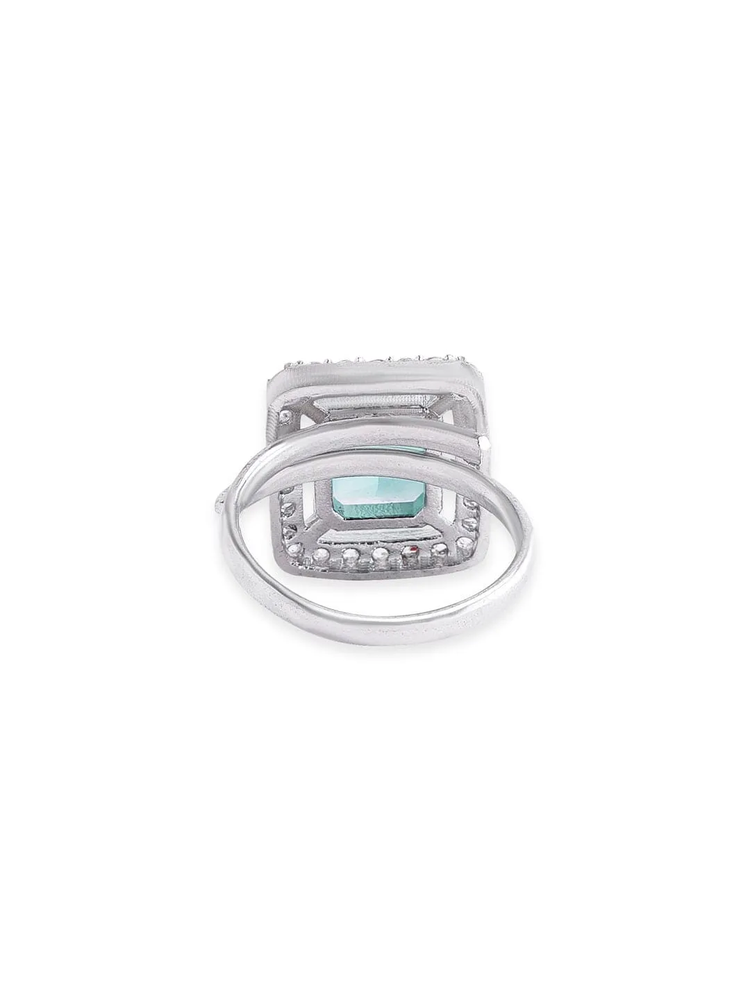 Rubans Rhodium plated Blue Zirconia Classy Ring