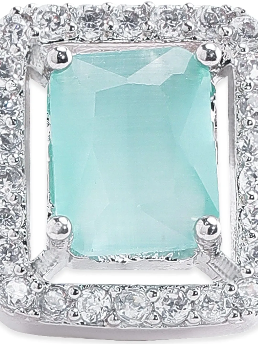 Rubans Rhodium plated Blue Zirconia Classy Ring