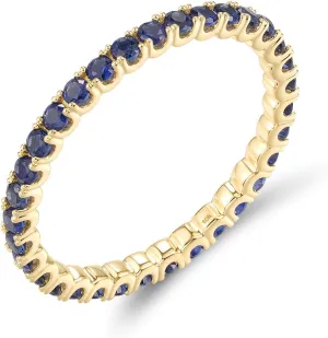 Santuzza 10K Solid Gold Gemstone Genuine Diamond Eternity Ring for Women
