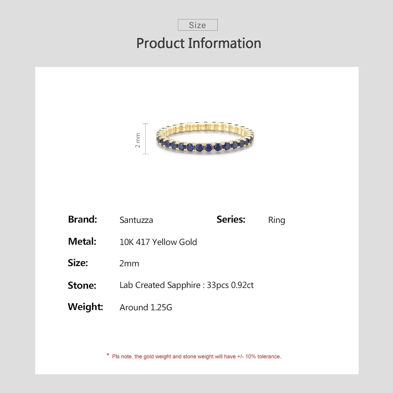 Santuzza 10K Solid Gold Gemstone Genuine Diamond Eternity Ring for Women