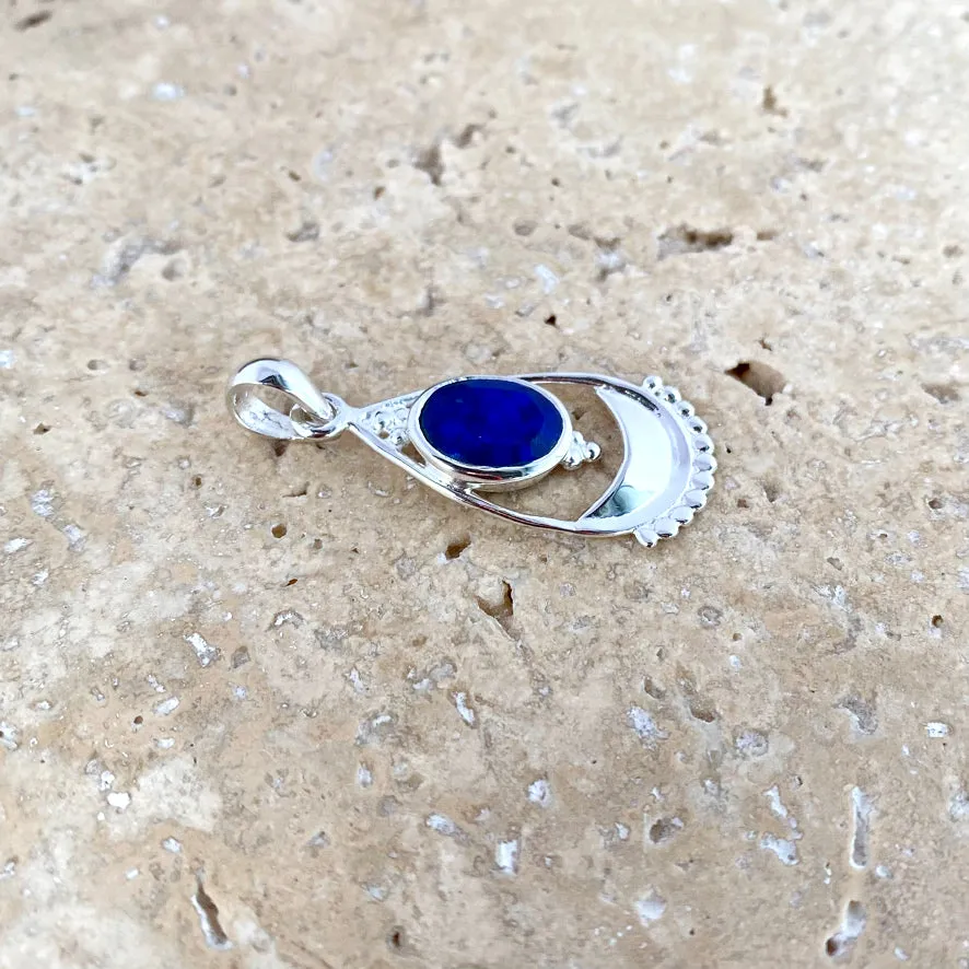 Sapphire Quartz Boho Pendant - Niki