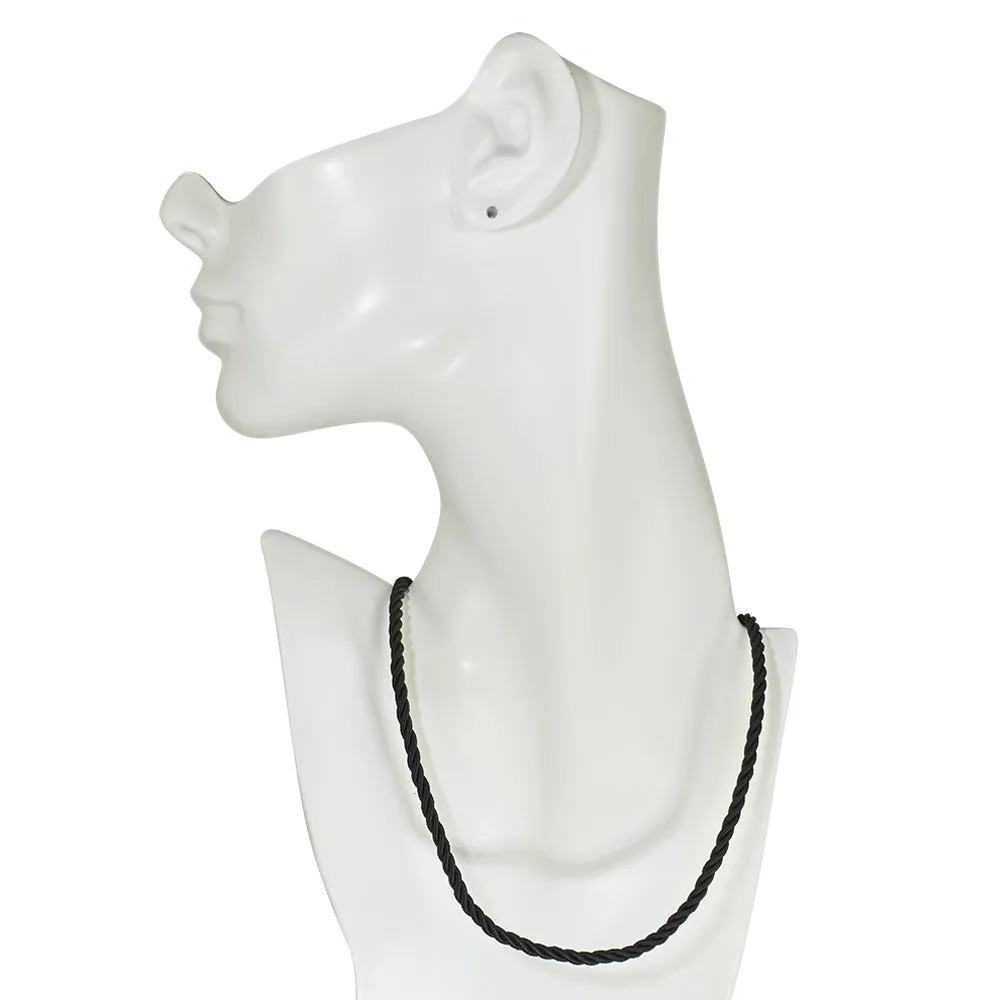 Set of 2 Mystic Cord Necklaces (Silvertone/Black/Tan)