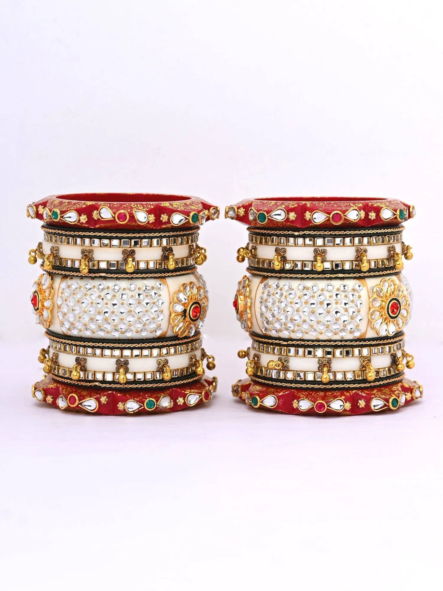Shamika White And Red Royal Rajputi Chura