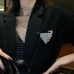 Shimmering Rhinestone Studded Tassel and Pearl Brooch Pins