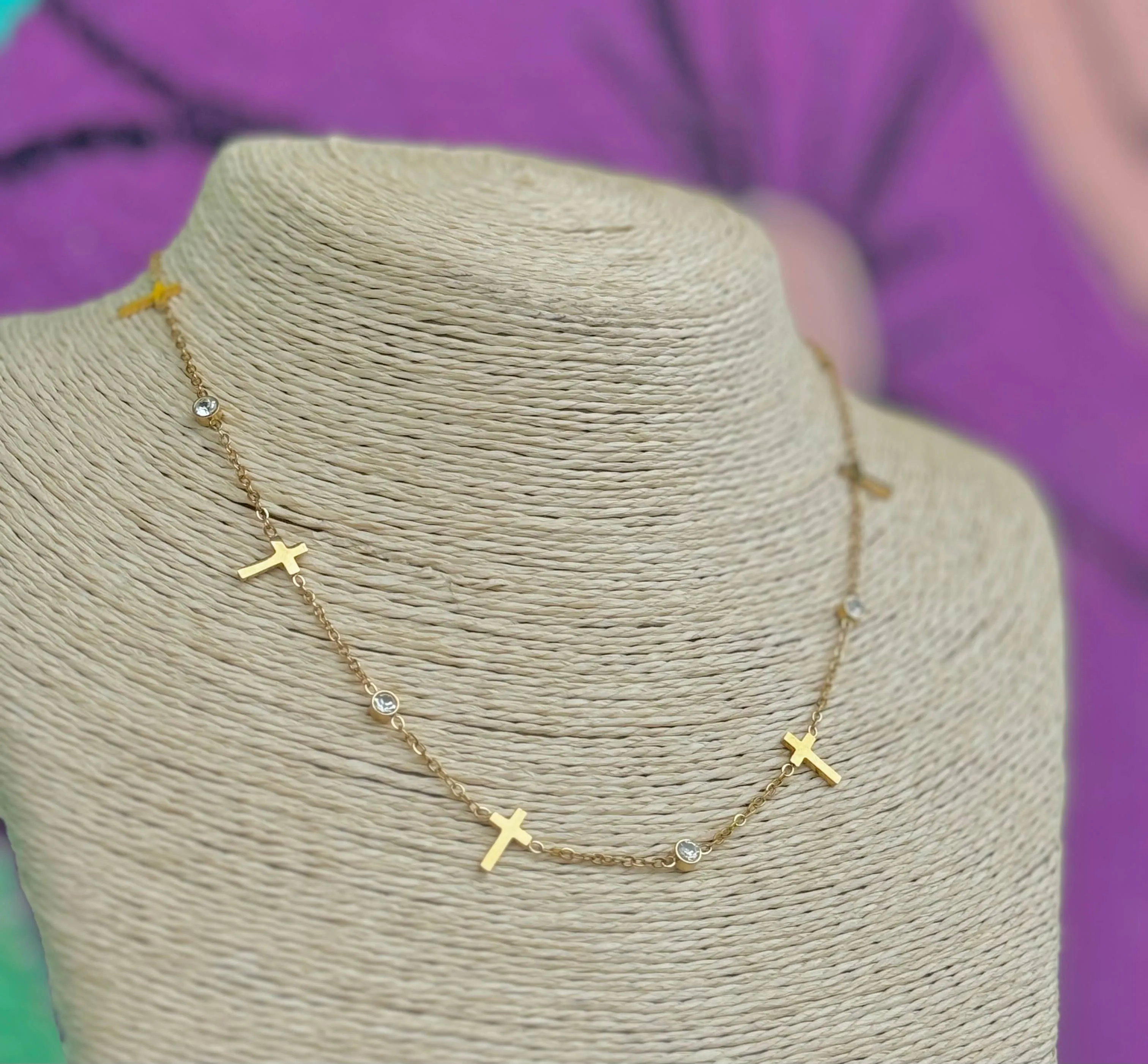 Shining Grace - Multi-Cross Stainless Steel Necklace