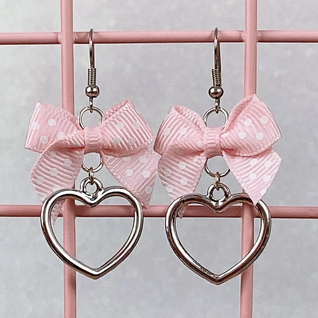Silver Heart Earrings (6 Colors)