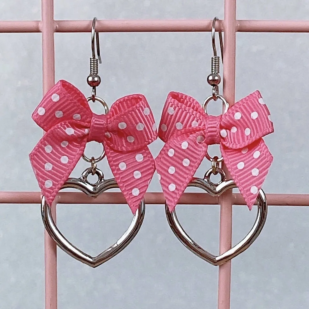 Silver Heart Earrings (6 Colors)