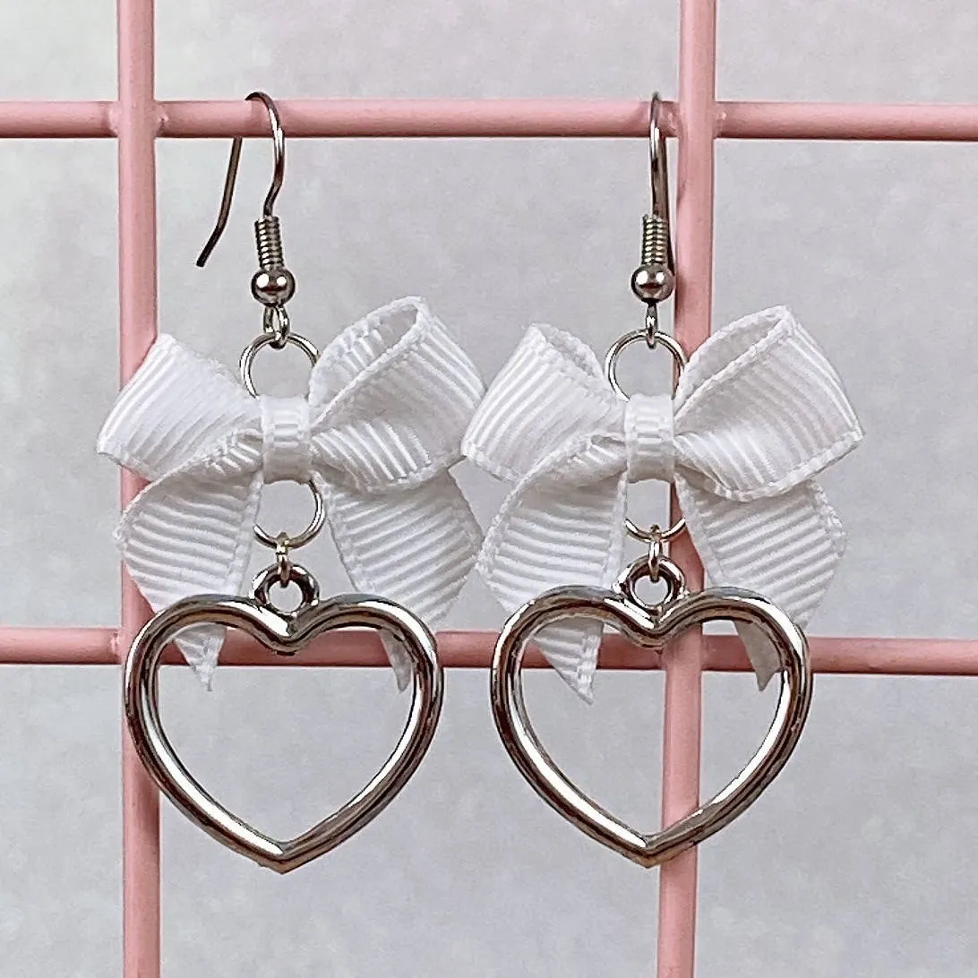 Silver Heart Earrings (6 Colors)