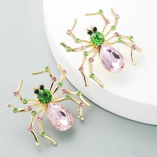 Sparkling Rhinestone Spider Earrings