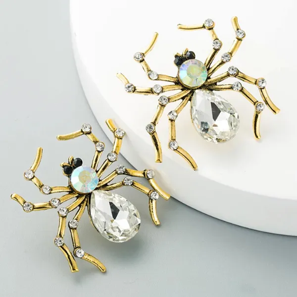 Sparkling Rhinestone Spider Earrings