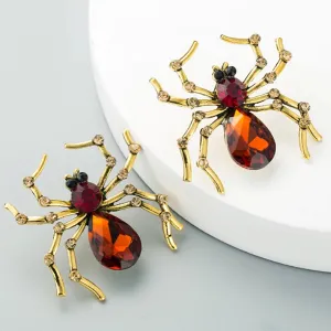 Sparkling Rhinestone Spider Earrings