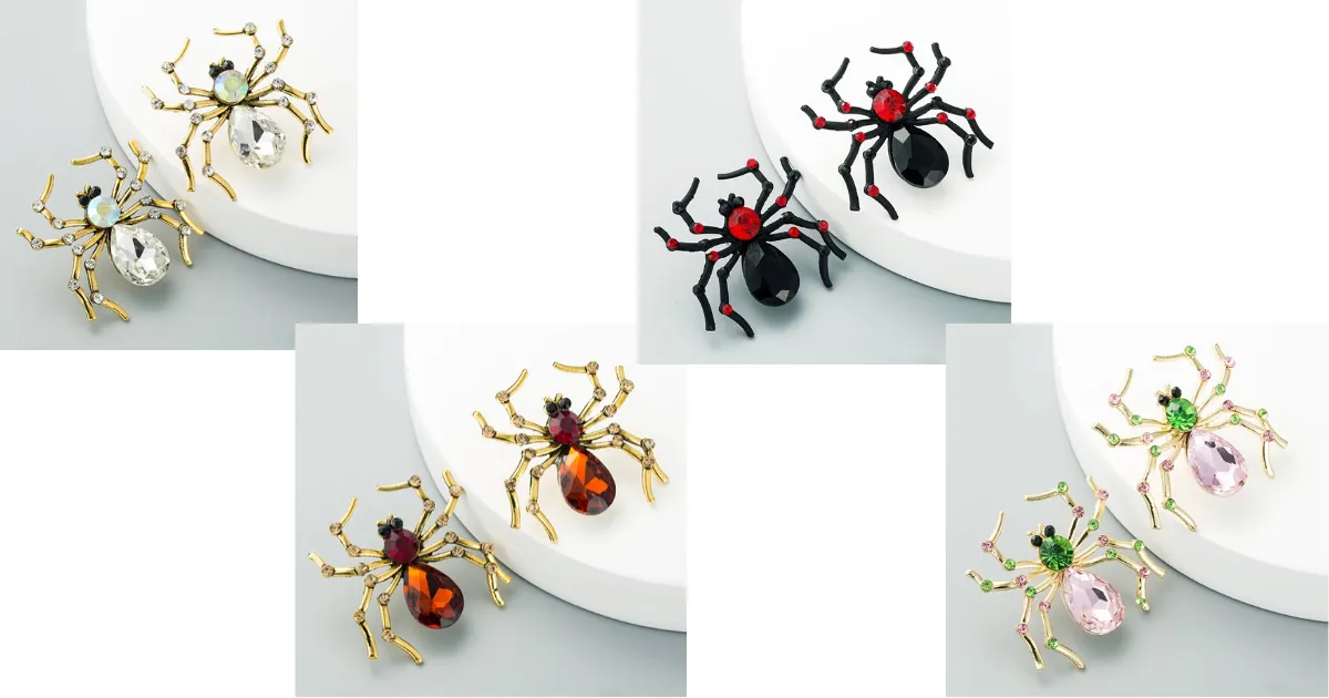 Sparkling Rhinestone Spider Earrings