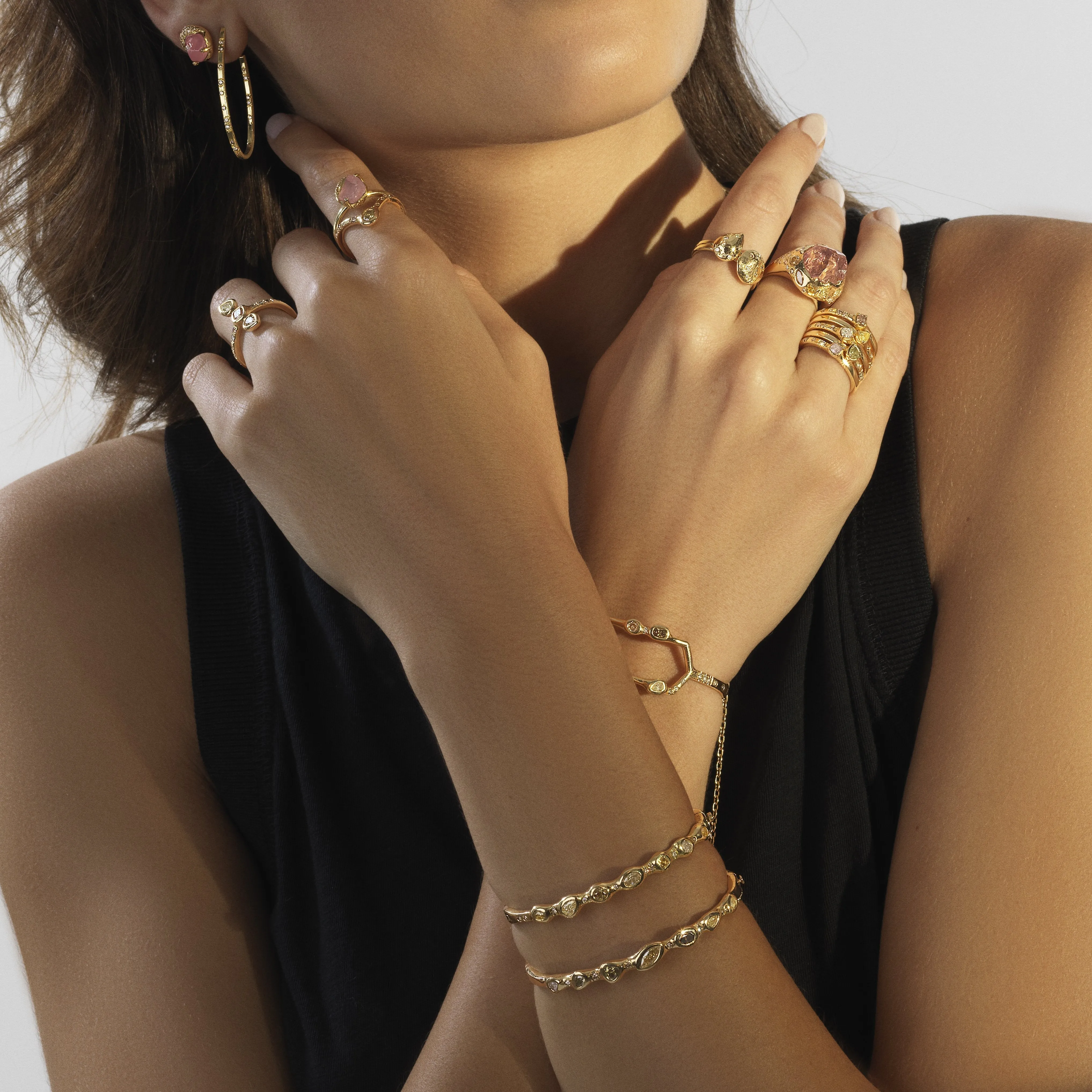 Stepping Stone Hinged Bangle Bracelet