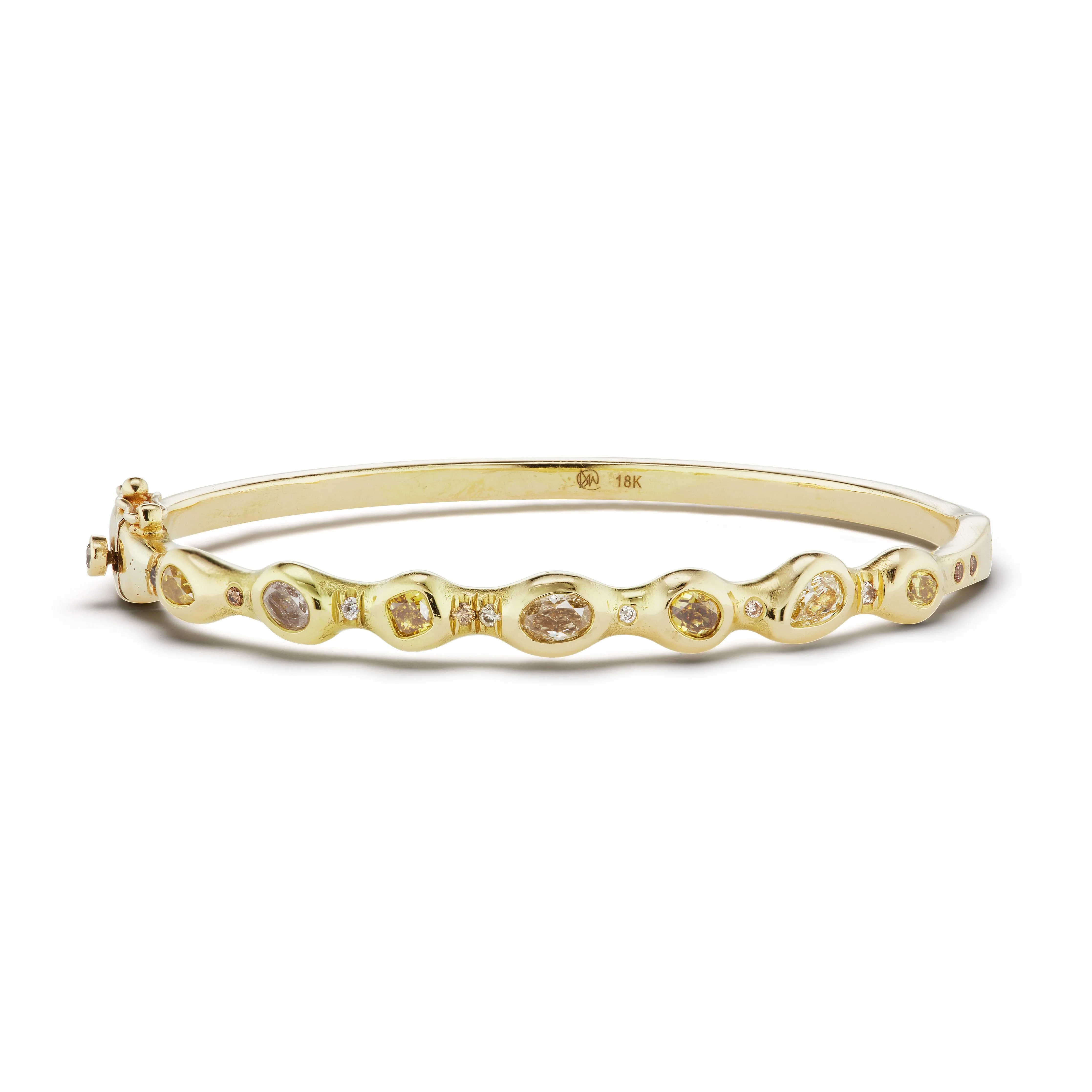 Stepping Stone Hinged Bangle Bracelet